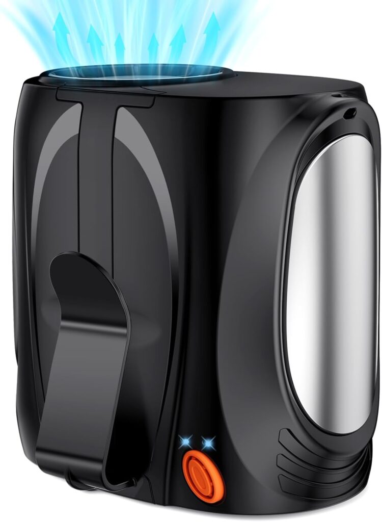 AI Portable Waist Fan, 6-Speed 16000RPM Strong Turbo Airflow, 40H Max Cooling Battery Powered Personal Fan Rechargeable, Hands-Free Shirt/Belt/Neck Fan for Work, Outdoor, Travel, Gift for Men