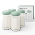 Momcozy Natural Baby Bottle, Wide-Neck, BPA Free Breast Milk Container, Storage Collection Bottle for Fridge & Milk Cooler, Breastfeeding Essential, 10 oz, 4 pcs