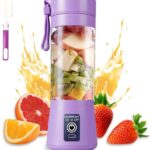 Portable Blender Cup,Electric USB Juicer Blender,Portable Juicer For Shakes and Smoothies, juice,380ml, Six Blades Great for Mixing,light purple