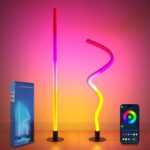 Corner Floor Lamp 2PCS – ​DIY Shape Light with APP & Remote Control,Timer Setting 1200Lumen Modern LED lights with Music Sync and 16 Million Colors Foldable and bendable for Living Room,Bedroom,Room