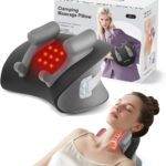 Shiatsu Neck Massager with Heat, Electric Deep Tissue Kneading Massage Pillow with 10-Minute Timer for Full Body Muscle Pain Relief, Cordless Portable Cervical Traction Device (Black)