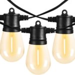 Banord 51FT Outdoor String Lights, Waterproof Patio Lights with 18 Shatterproof LED Bulb Hanging Light String, Black String Light Outdoor for Backyard, Garden, Porch, Cafe, Deck, Wedding, Party