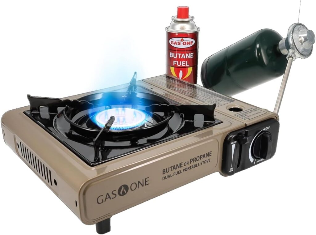 Gas One GS-3400P Propane or Butane Stove Dual Fuel Stove Portable Camping Stove – Patented – with Carrying Case Great for Emergency Preparedness Kit