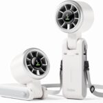 Diveblues Portable Handheld Turbo Fan, 5 Gear Wind, Battery Operated, Up to 12 Working Hours, 3 IN 1 Hand Fan with Air Turbo Tech Cooling Fan for Outdoor Activities, Travel, Working, Silvery white