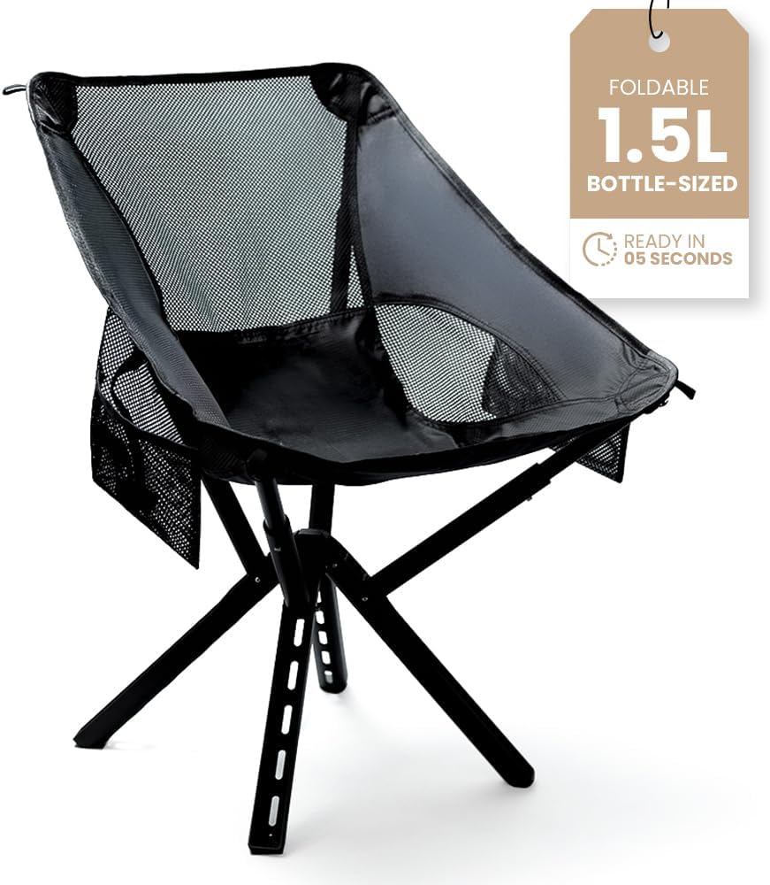 Campster2 Folding Camping Chair – Portable High Chair | 265 Lbs Capacity | Camping Essentials for Beach, Hiking & Car Camping | Compact Outdoor Chair with Carry Bag | Comfortable & Durable (Black)