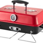 Portable Charcoal Grill, Tabletop Outdoor Barbecue Smoker, Small BBQ Grill for Outdoor Cooking Backyard Camping Picnics Beach,RED