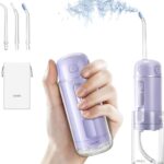 Water Flosser Travel Size – Portable Water Flosser Cordless for Teeth Gums Braces Cleaning, Oral Irrigator with 3 Modes, IPX7, Low Noise for Adult Kids, Mini Travel Essentials, A30 Pro Purple