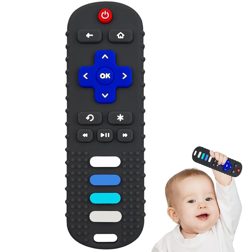 YAPROMO Baby Silicone Teether Toys, Toy Remote for Toddlers 3-18 Months, Kids Remote Teething Toy, TV Remote Teether Toys, Food Grade Silicone