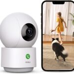 AOSU 2K Security Camera Indoor, Baby Monitor Pet Camera 360-Degree for Home Security with 2.4 GHz Wi-Fi Router, One-Touch Call, Smart Motion Tracking, IR Night Vision, Compatible with Alexa