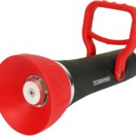 Chapin 4697: Industrial High Flow Firefighter Style Garden Hose Nozzle, Classic Fireman Style Grip Nozzle with Threaded Garden Hose Connection, Adjustable Twist Nozzle, Up to 250 PSI, Red/Black