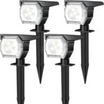 EIUIO Solar Outdoor Lights, 3 Lighting Modes Solar Spot Lights Outdoor with Auto On/Off, Waterproof Landscape Lighting for Garden Yard Pathway, 4 Pack(Cool White)