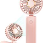 Portable Handheld Fan, Mini Desk Fan Foldable 2000mAh, 180° Ratotion, 3 Speeds, Ultra Quite, Up to 8H Long Use Time, Small Personal Cooling Fans Makeup Eyelash Fan for Women Girl
