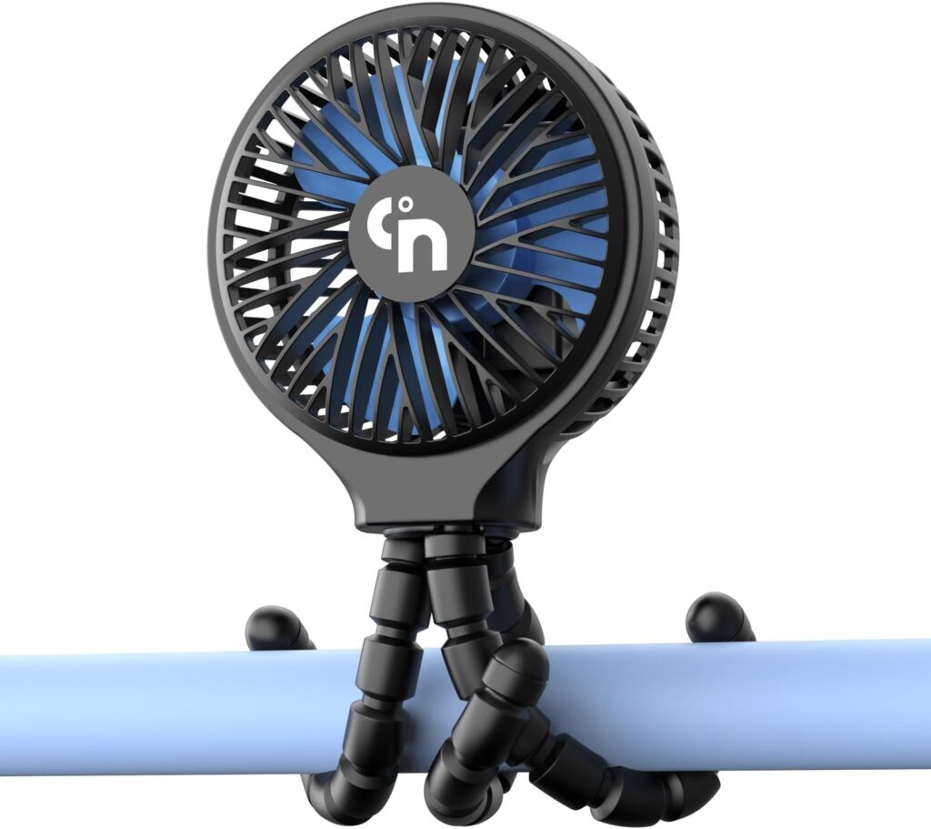 Stroller Fan Rechargeable Portable Battery Operated Car Seat Baby Fan,3 Speeds USB Personal Fan for Crib Treadmill HomeOffice and Travel (Black)