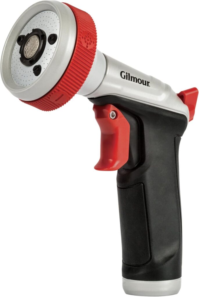 Gilmour Pro Heavy Duty Garden Hose Nozzle with 5 Adjustable Spray Patterns, Water Hose Nozzle for Watering Garden or Lawn, Silver