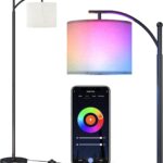 SUNMORY ARC Floor lamp, Smart APP Remote Control Standing Floor lamp with RGB Bulb, Tall Lamp with Hanging Lampshade, Dimmable Floor Lamp, Modern Floor Lamps for Living Room, Bedroom, Office