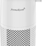 Air Purifier for Home Bedroom, AromaRoom H13 HEPA Air Filter For Smoke Pollen Dander Hair Smell Air Cleaner, 3-in-1 Filter with Sleep Mode, Quiet Air Cleaner For Pets, Home, Baby Room (White, AP103)