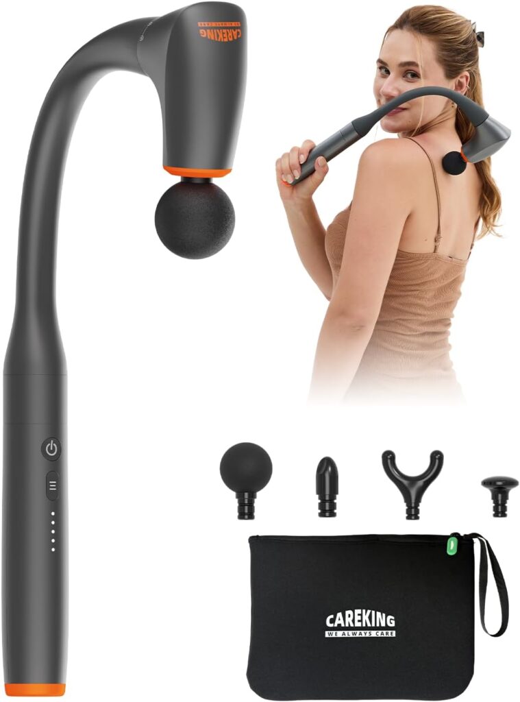 Convertible Massage Gun Deep Tissue for Back Neck Muscle Pain Relief – Electric Handheld Percussion Shoulder Massager Tool with Detachable Long Handle Portable Case