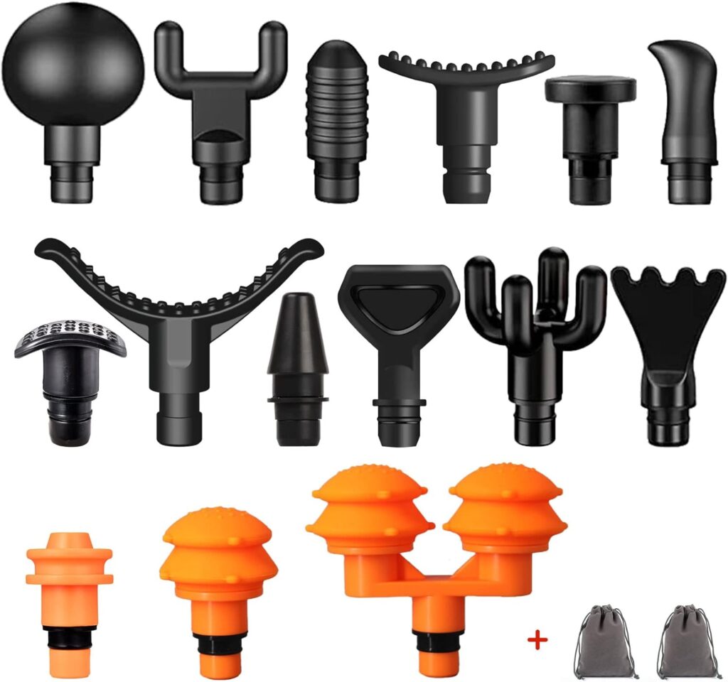AiRelax Massage Gun Attachments for Hypervolt Go, Upgraded 15 PCS Massager Heads to Meet Different Needs for Deep Tissue Muscle Massage Gun, Plug-n-Play MassageGun Accessories Easy to Use