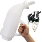 2.64 Quart High-Capacity Horizontal Milk Bottle Calf Feeder Bottles with Handle and Silicone Nipple，Farm Cow Milk Feeder, Livestock Supplies (White)