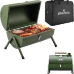 Portable Charcoal Grill, Tabletop Outdoor Barbecue Smoker, Small BBQ Grill for Outdoor Cooking Backyard Camping Picnics Beach by DNKMOR GREEN