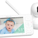 Momcozy Video Baby Monitor, 5.5” 1080P Full HD Baby Monitor with Camera No WiFi, Infrared Night Vision, 5800mAh 120-hrs Battery, ECO, VOX, 2-Way Audio, 1640ft Range, Record and Rewind Locally, BM03