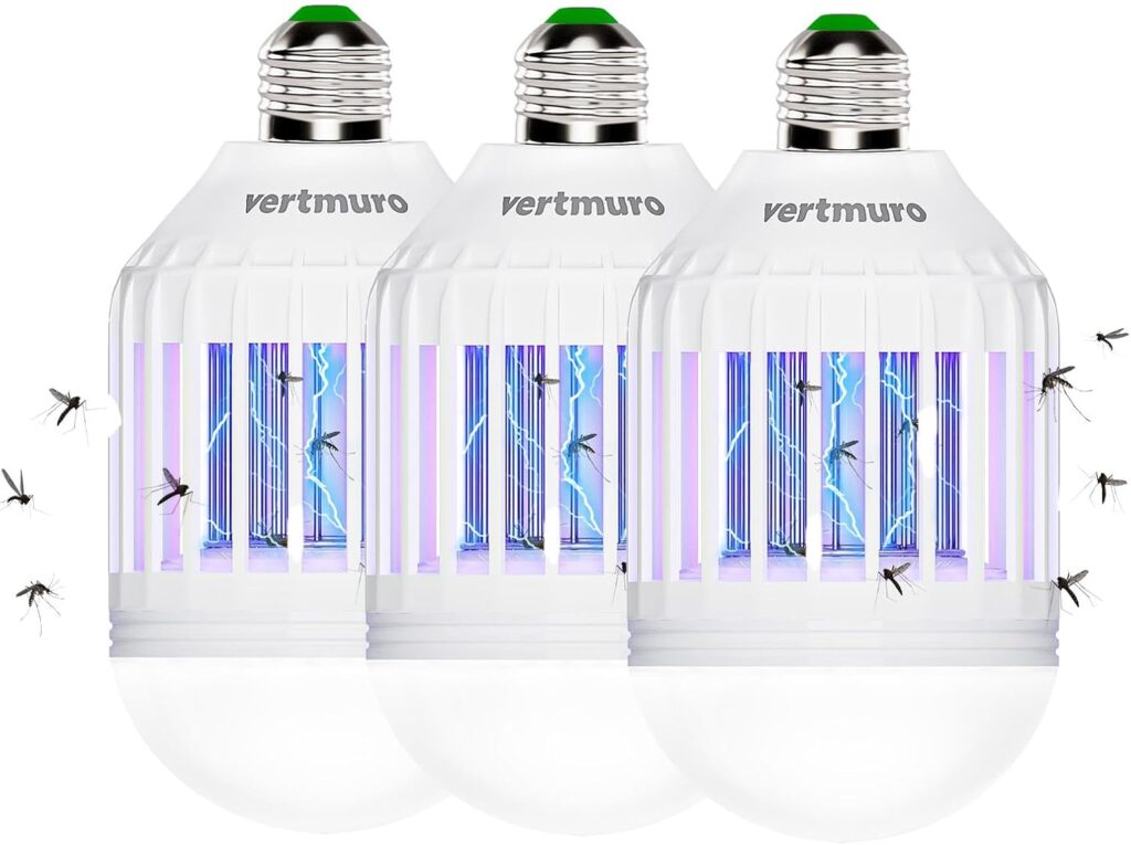 Bug Zapper Light Bulb, 2-in-1 Indoor Electric Mosquito Killer Lamp with UV LED Light, Fly Insects Trap for Home Entryway Balcony Patio(3 Pack)