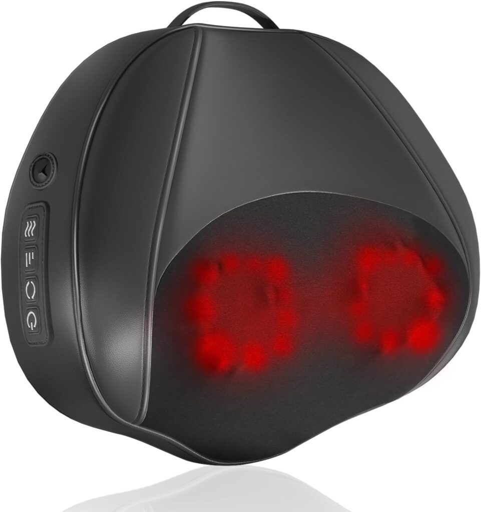 Corded Back Massager with Heat Plug-in Full Body Shiatsu Neck Massage Deep Kneading for Neck Shoulder Leg Waist, Gift for Women and Men for Office, Home, Black