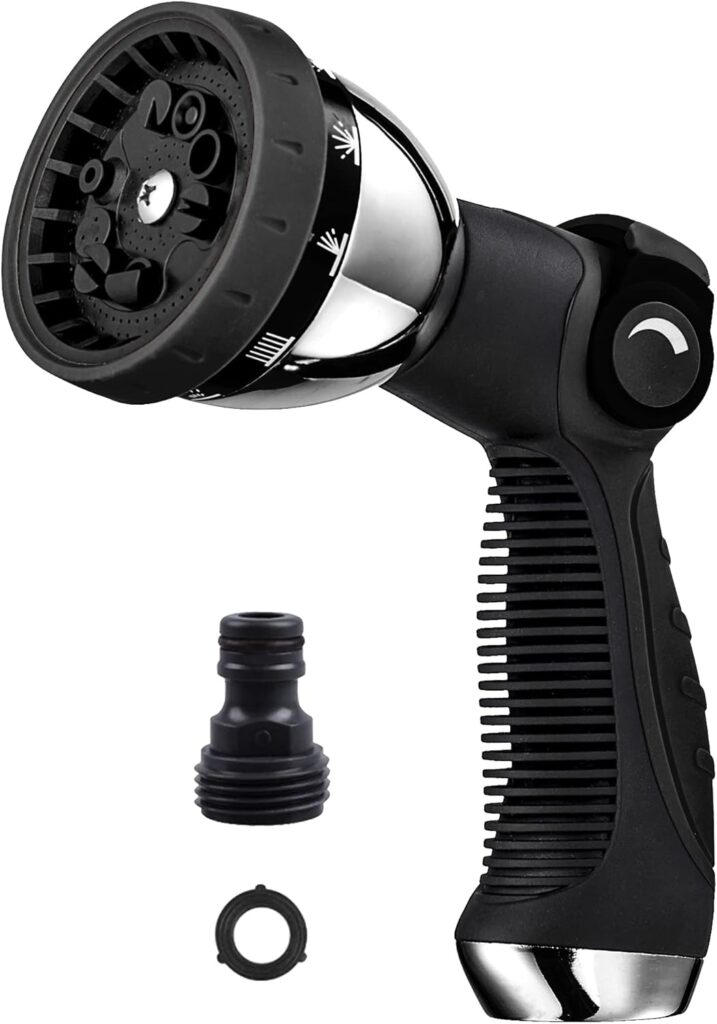 Garden Hose Nozzle Spray Nozzle,10 Hose Metal Duty Watering Patterns Thumb Control On Off Valve, High Pressure Nozzle Sprayer for Watering Plants, Car Wash,Cleaning,Showering Pets