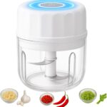 Electric Mini Garlic Chopper, Portable Food Processor, Vegetable Chopper Onion Mincer, Cordless Meat Grinder with USB Charging for Vegetable, Pepper, Onion, Baby Food, Seasoning, Nuts