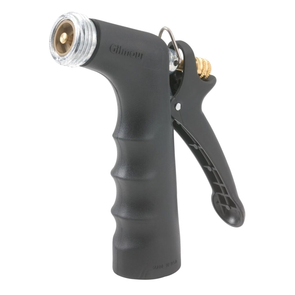 Gilmour Medium Duty Garden Hose Nozzle with Over Mold Grip, Hot Water Hose Nozzle for Watering and Cleaning