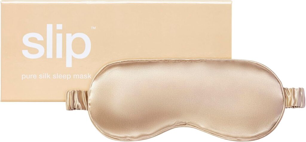 slip Pure Silk Sleep Mask – Caramel | 100% Mulberry Silk, Ultra Soft & Comfortable | Blocks Light for Restful Sleep, Adjustable Strap for Perfect Fit | Gentle on Skin & Hair, Ideal for Travel & Home