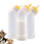 Pet Nursing Bottle for Newborn Animals,Kitten Bottle Feeding Kit Silicone Nipple for Kittens Puppys Rabbits Squirrel (Yellow, Small+Medium+Large)