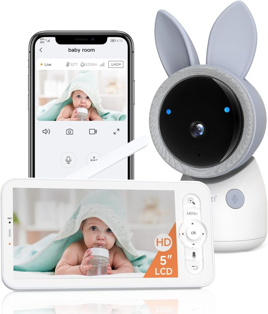 ARENTI Upgraded Baby Monitor, 4MP 2.4G&5G WiFi Baby Camera Monitor, Infrared Night Vision, Night Light, 2-Way Audio, Cry&Motion Detection, Temp&Humidity Sensor, App Control