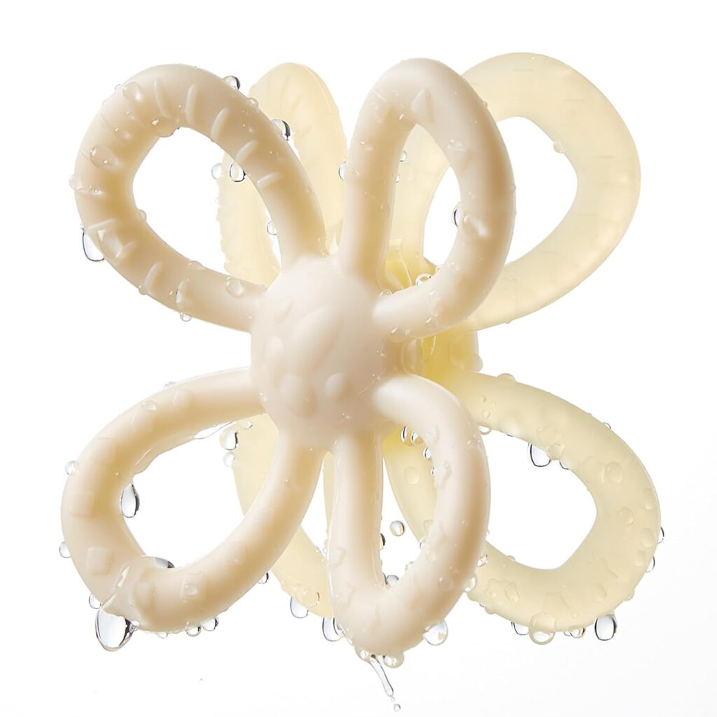 KUB Teething Toys, Silicone Teether Relief Soothing Sore Gums, Baby Chew Toys, Baby Toys 3-12 Months Beige