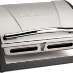 Cuisinart Grillster Portable Gas Grill, Stainless Steel Compact BBQ Grill with Locking Lid for Easy Transport, 8000 BTU Propane Grill with Dishwasher Safe Cooking Grate, Small Grill for Camping & BBQ