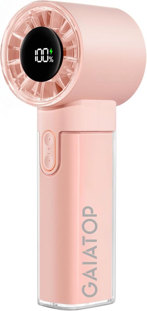 Gaiatop Portable Handheld Turbo Fan, 1-100 Adjustable High Speeds, 3-20Hrs Cooling Times, 4800mAh USB Rechargeable Portable Small Hand Fans with Lanyard for Outdoor, Travel, Home, Make Up, Pink