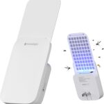 Mosalogic Fruit Fly Traps for House Use Gnat Trap Flying Insect Trapper Plug-in Mosquito Killer Indoor Gnat Moth Catcher Fly Tapper with Night Light UV Attractant Catcher for Home Office White-1PACK