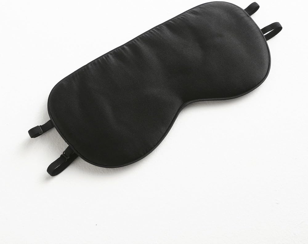 Tim & Tina 100% Natural Silk Sleep Mask Soft Comfortable Smooth Eye Mask with Adjustable Strap Blindfold for Women Men Black – Two Straps