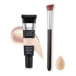 Under Eye Concealer & Brightener for Dark Circles – Full Coverage Concealer Waterproof for Mature Skin with Anti-Aging Matte Finish – Includes Foundation Brush and Mini Beauty Blender(14.0 Light W)
