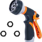 Garden Hose Nozzle,New Upgraded Version High-Pressure 8 Spray Patterns Adjustable Hose Sprayer Nozzle,ABS Slip Resistant,Water Hose Nozzle for Plant Watering,Car Wash,Showering Pets,Outdoor Fun