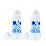 Hands-Free Baby Bottle – Anti-Colic Nursing System 9 oz Baby Bottle with Fast Flow Nipple/Teat 3m+ Infant with Tube Straw Feeding System for Toddler (2 Bottles – Blue)