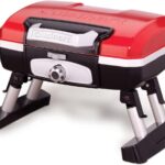 Cuisinart Petite Gourmet Portable Gas Grill, Compact Portable Grill Propane, 150 Sq. In. Cooking Surface, 5,500 BTU Burner Small Gas Grills for Camping, BBQ, Folding Legs and Carry Handles, Red