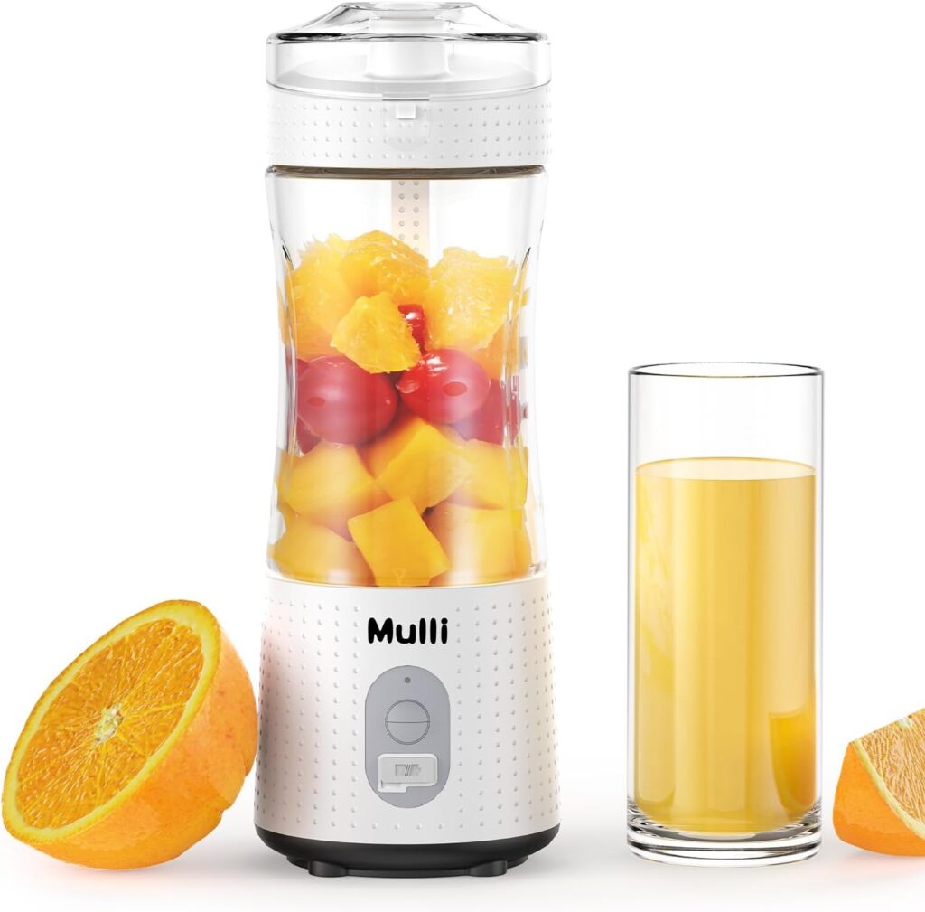 Mulli Personal Blender,USB-C Rechargeable Ice Crusher,Pro-Grade Travel Blender for Gym Camping Baby Food,BPA-Free with Flip-Top Lid