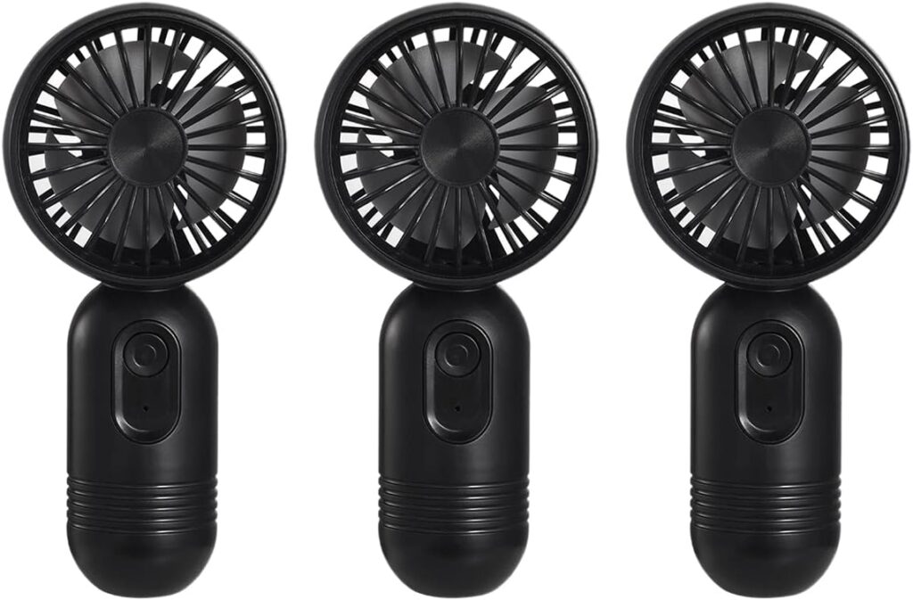Portable Mini 3-pack Handheld Personal Small Fan with 3-speed for Travel, USB Rechargeable Battery Operated Eyelash Fan, Black