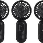 Portable Mini 3-pack Handheld Personal Small Fan with 3-speed for Travel, USB Rechargeable Battery Operated Eyelash Fan, Black