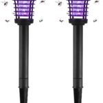 Outdoor Bug Zapper for Lawn, Solar Mosquito Repellent Mosquito Zapper Killer Waterproof Lamp Repellent for Outdoor Patio Garden Lawn Pathway (2 Packs)