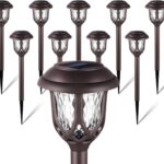 EXCMARK 10 Pack Solar Lights Outdoor Decorative Garden Yard Lights for Pathway Walkway Sidewalk Driveway. (Brown, Warm White)