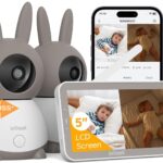 ieGeek 2K Split-Screen Baby Monitor, 5″ Audio Baby Monitor with 2 Cameras, WiFi Smartphone Video Dual Camera, Night Vision, Motion & Cry Detection, Two Way Talk Temper &Humidity Sensor
