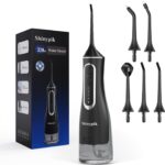 Electric Water Flosser Pick – 320ML Larger Tank 4 Modes Cordless Portable Oral Irrigator,IPX7 Waterproof Dental Flosser,Professional Water Teeth Cleaner Picks for Home Travel (Black)