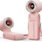 Gaiatop Portable Handheld Mini Fan, 21 Working Hours 6 Speeds, Rechargeable Battery Operated, 180° Foldable with LED Display, Small Desk Personal Fan for Women Gifts Travel, Working- Pink